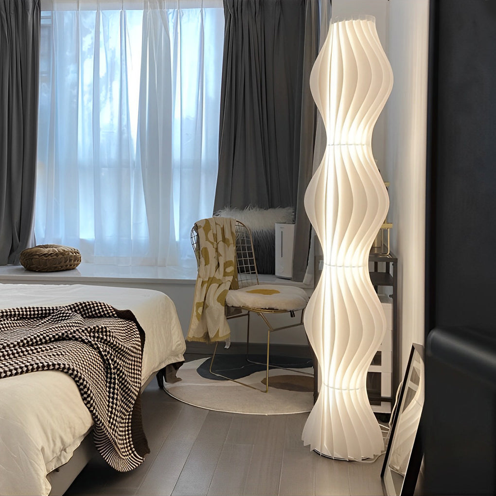 Modern Coastal Wavy Acrylic LED Floor Lamp White 68"