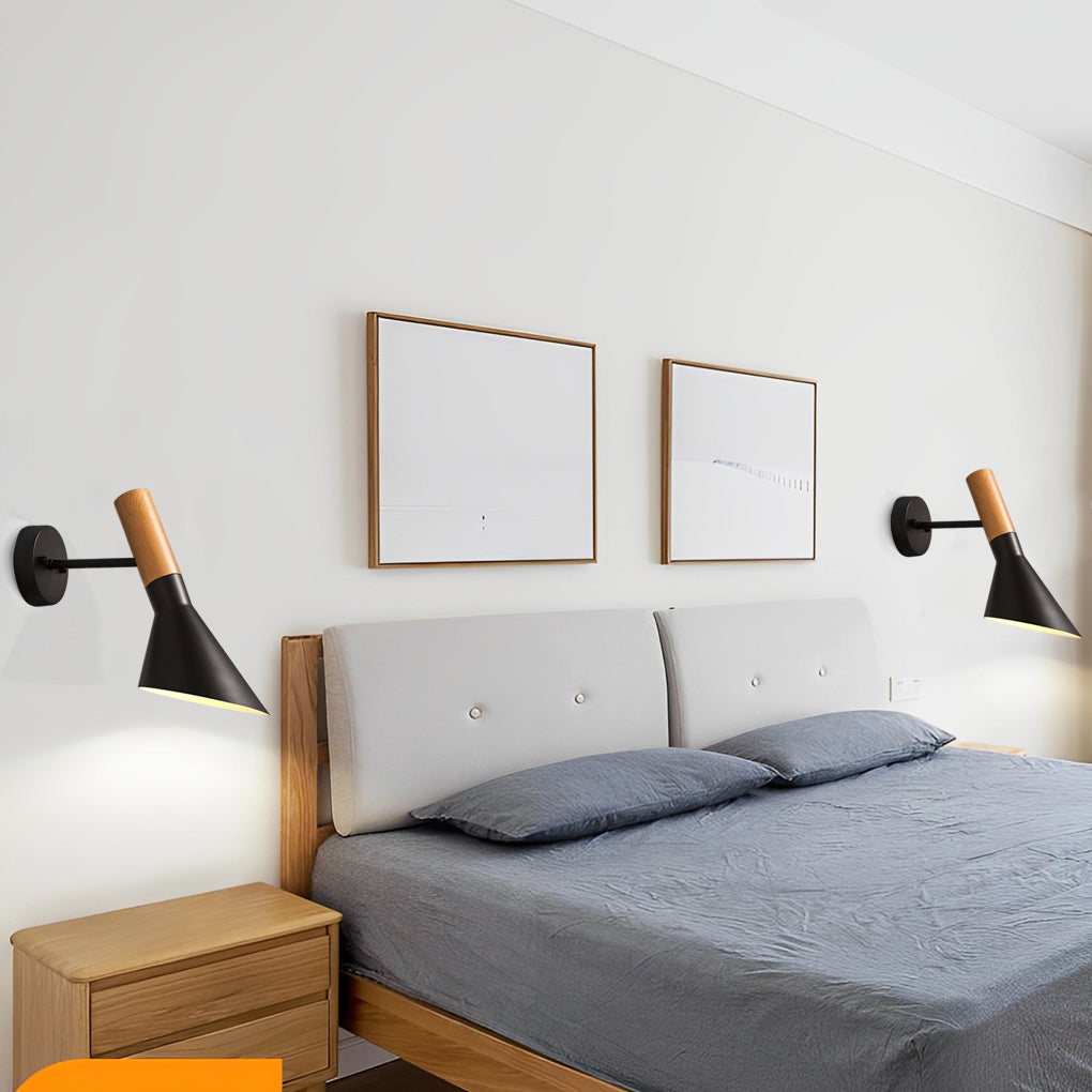 Modern Industrial Wood & Iron Wall Sconce with E27 Socket