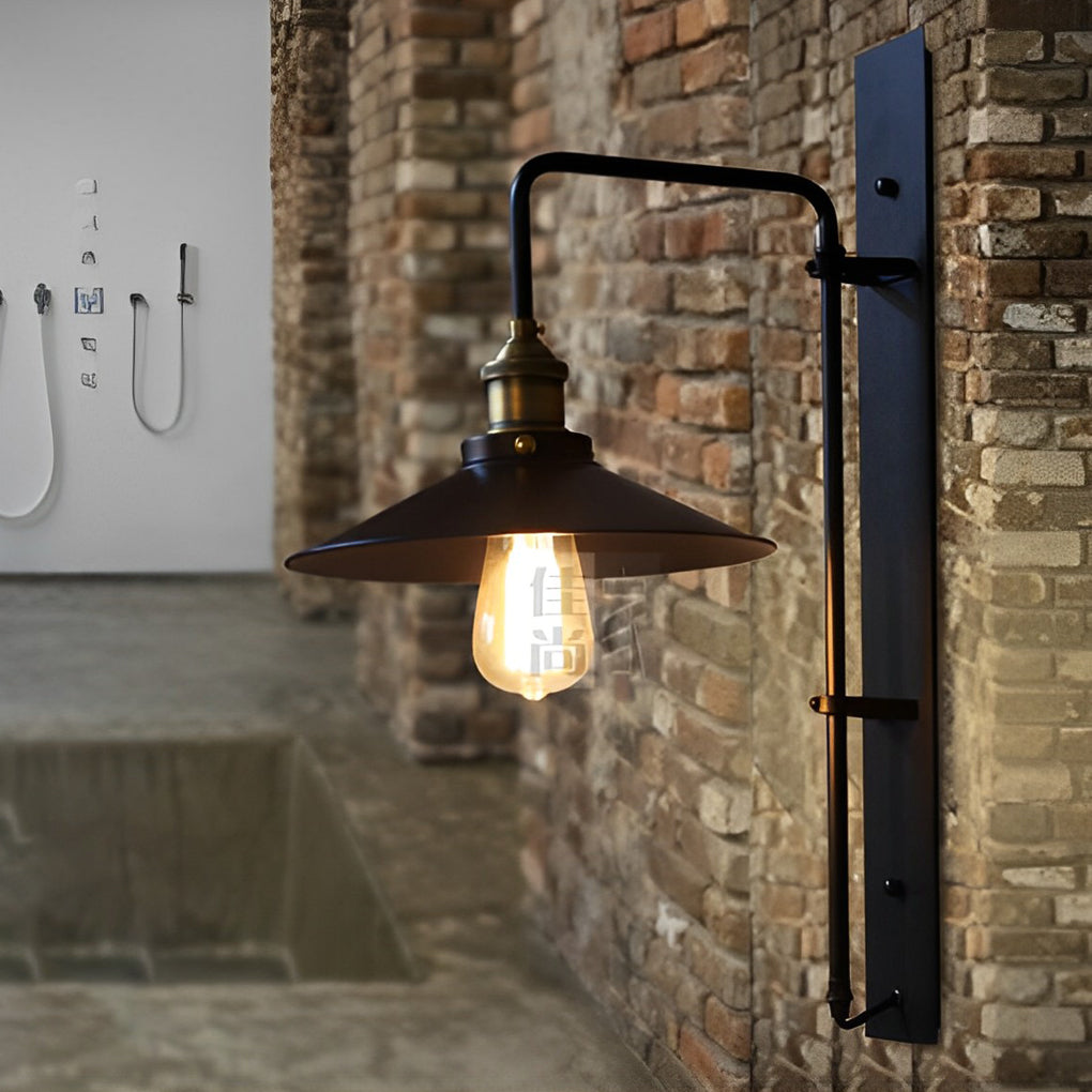 Adjustable Black Industrial Wall Sconce with LED Light