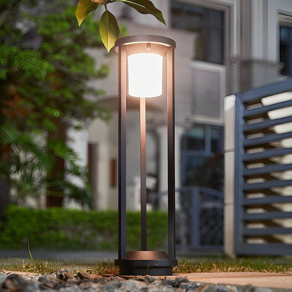Solar LED Path Light Modern Black Aluminum Adjustable Brightness