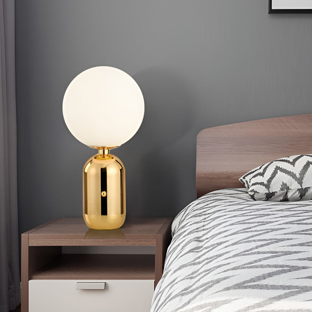 Modern Glass Globe Table Lamp with Metal Base