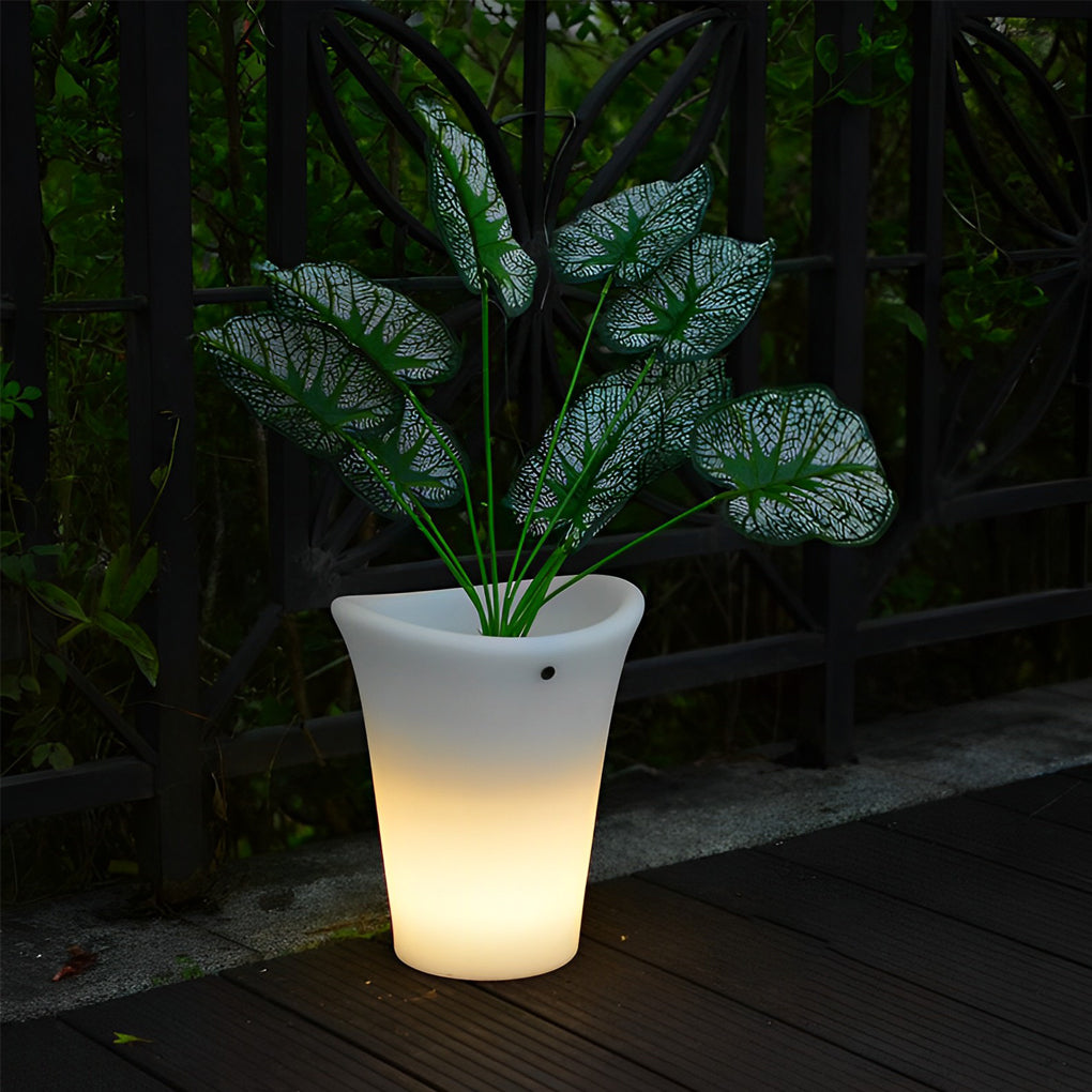 LED Illuminated Planter Modern Outdoor Solar Flowerpot Light