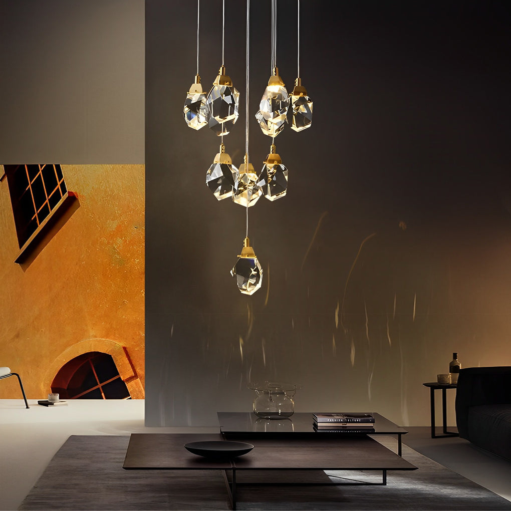 Spiral Crystal Staircase Chandelier Modern Electroplated Gold