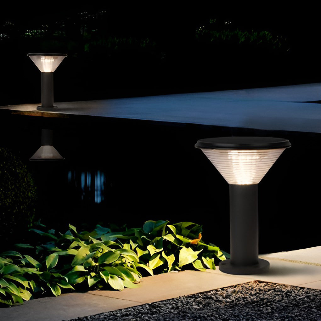 Solar LED Pathway Light Black Cylindrical Outdoor Landscape Lighting