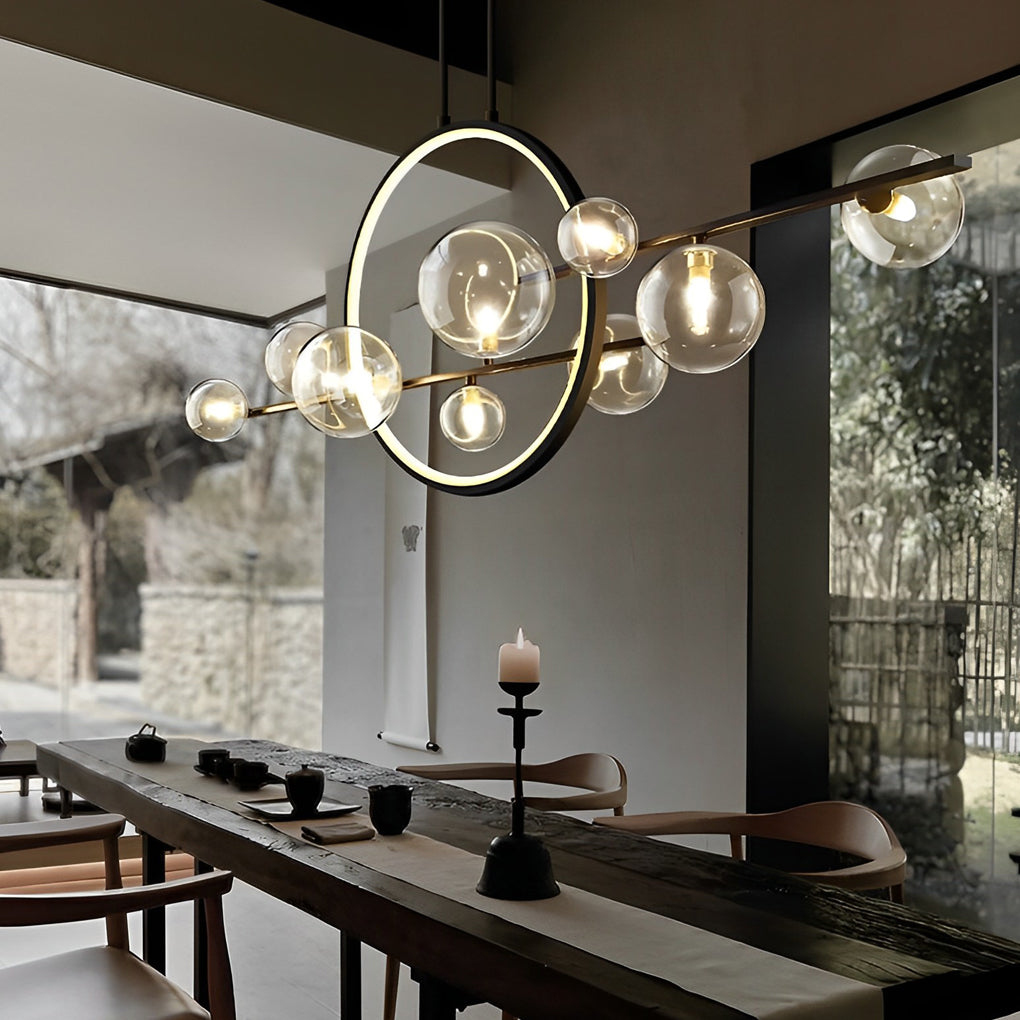 Modern Glass Bubble Chandelier with G9 LED – Black Finish