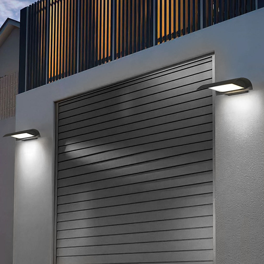 Curved LED Outdoor Wall Lamp – Black Aluminum Waterproof Sconce