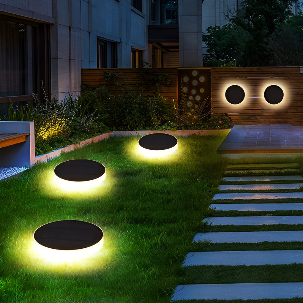 Solar LED Ground Lights Modern Waterproof Disk Landscape Lighting
