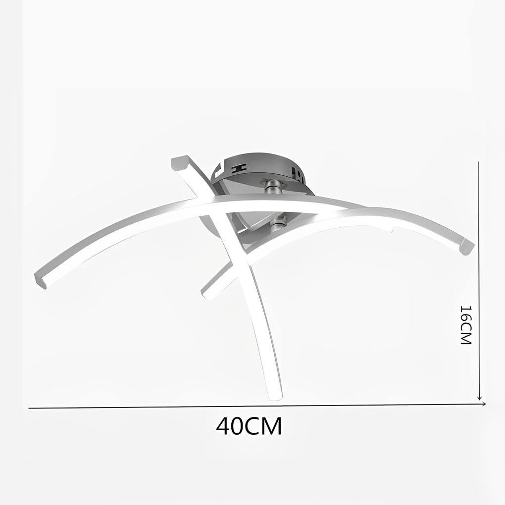 Geometric 3-Line LED Flush Mount Ceiling Light - Chrome Aluminum
