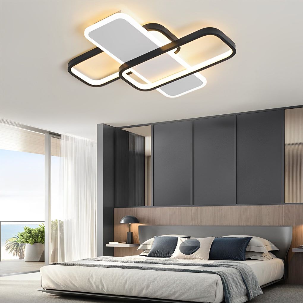 Modern Square Overlapping LED Ceiling Light with Stepless Dimming