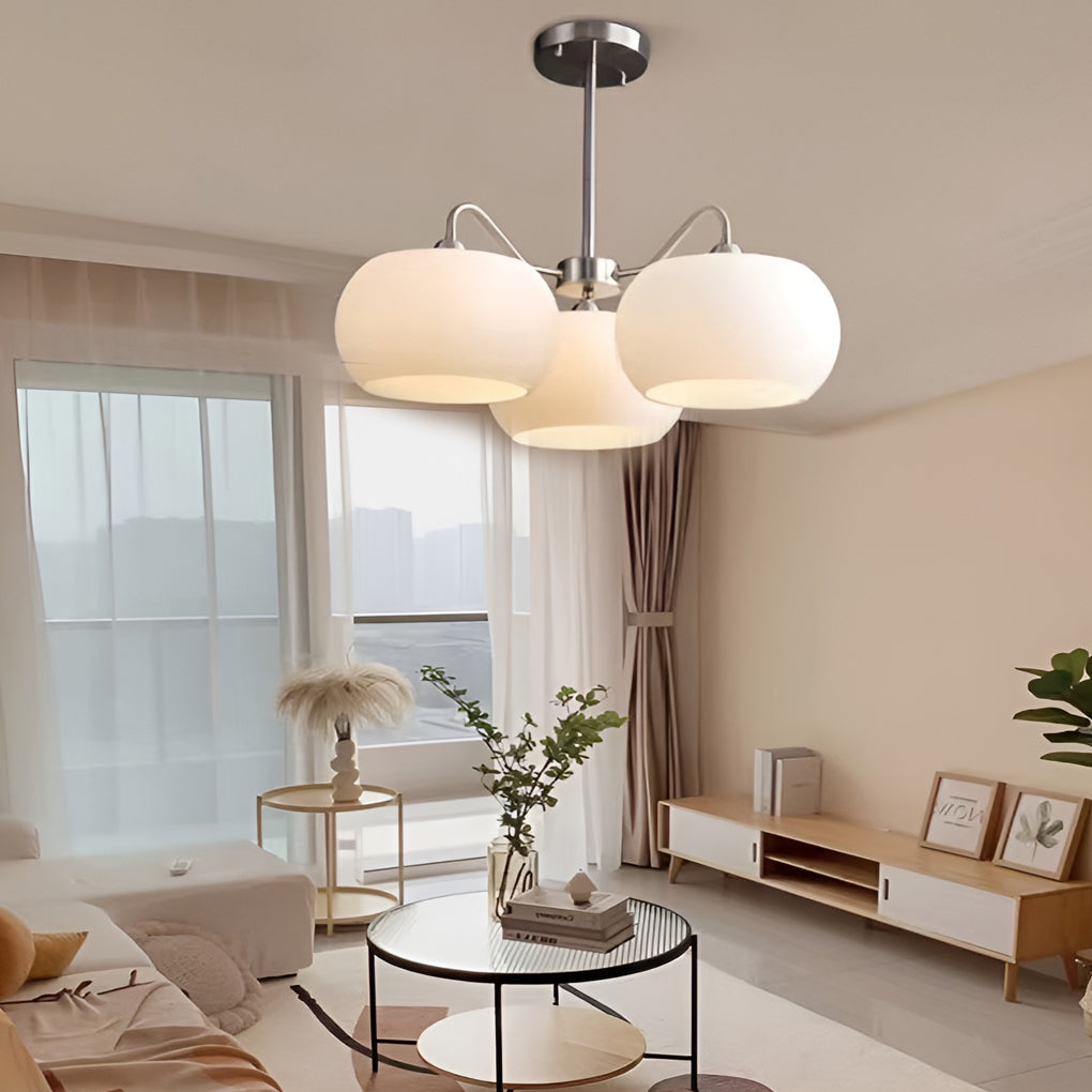 White Glass Vintage Chandelier 3-Light E27 Pendant Lamp