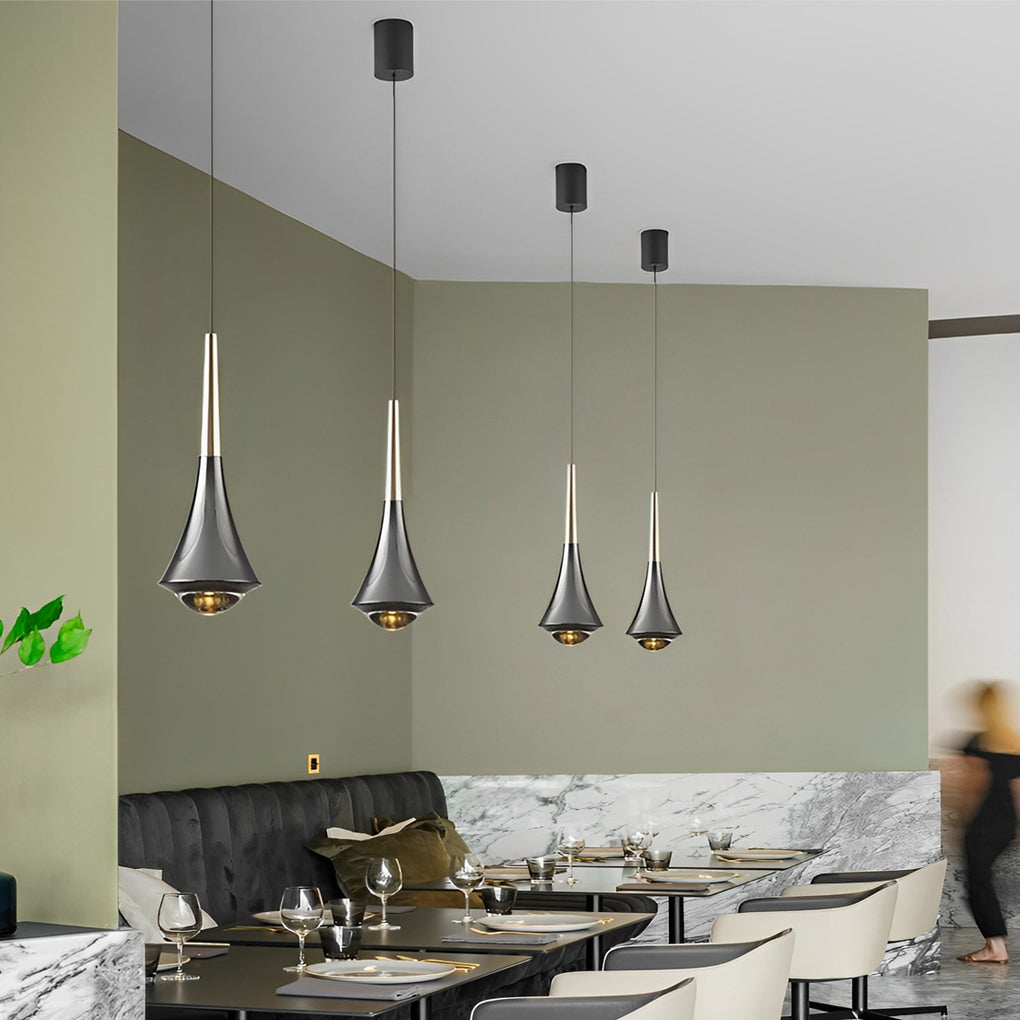 Adjustable Modern LED Pendant Light with Aluminum & Glass Shade