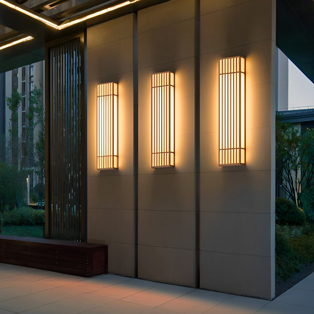 Industrial Vertical Stripe LED Outdoor Wall Lamp – Brown