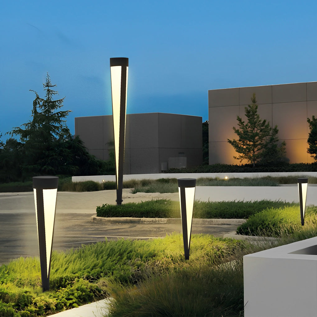 Modern Gray Solar LED Lawn Light Waterproof Aluminum Outdoor