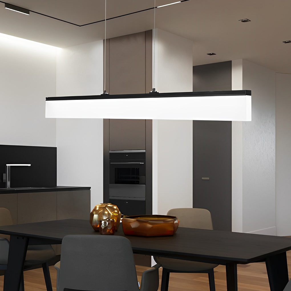 Modern Linear LED Pendant Light with Stepless Dimming - Black