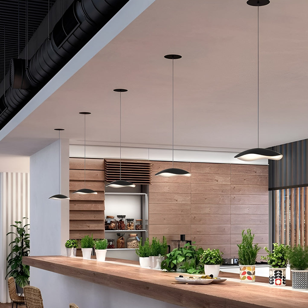 Modern Round Resin Pendant Light with 12W LED – Black & Gray