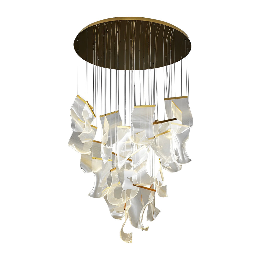 Modern Acrylic Curl Chandelier with Stepless Dimming LED