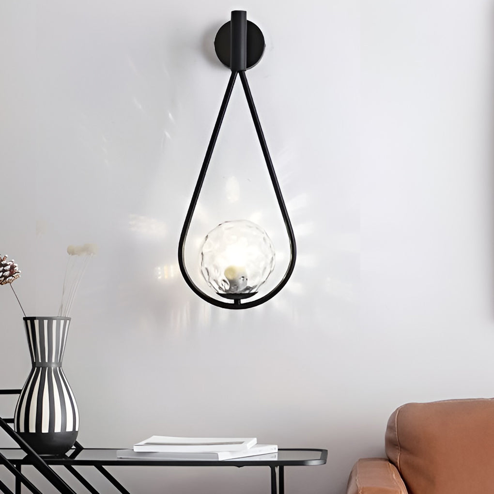 Water Drop Glass Wall Sconce Modern LED Light Fixture Black Gold