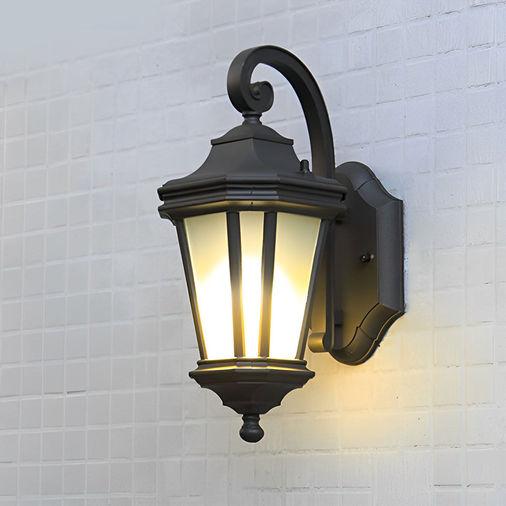 Modern Frosted Glass Outdoor Wall Light with Aluminum Frame