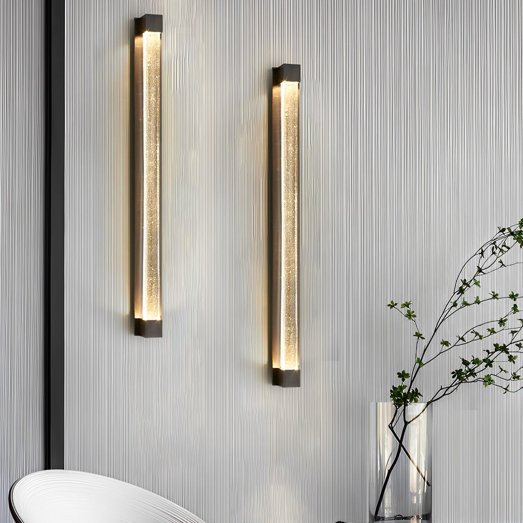 Modern Crystal Strip LED Wall Sconce with Metal Frame