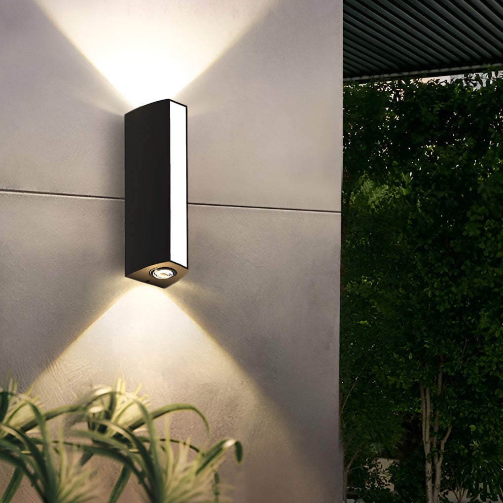 Modern Rectangular LED Wall Light Black Aluminum Up Down Outdoor