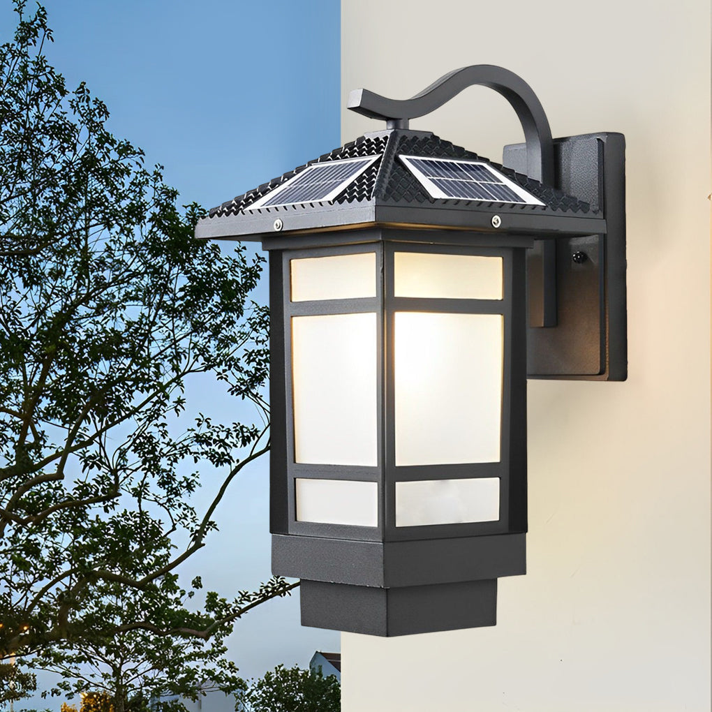 Modern Matte Black Outdoor Wall Lamp with Frosted Glass Shade