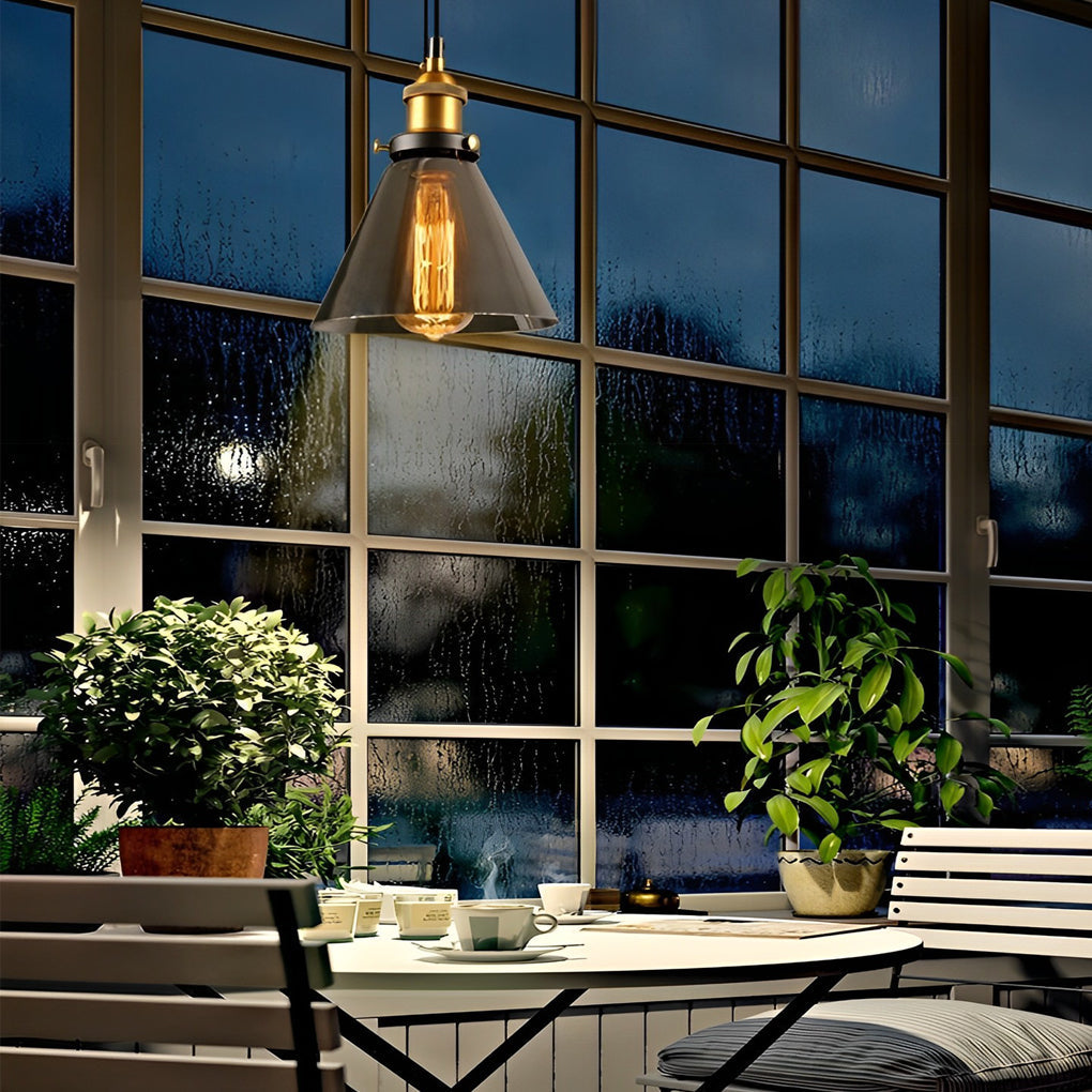 Smoke Gray Glass Industrial Pendant Light – Modern Minimalist