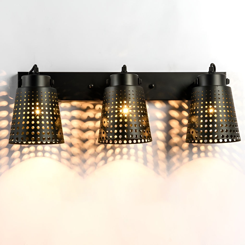 Adjustable Industrial Black Iron Wall Sconce with Hollow Shade