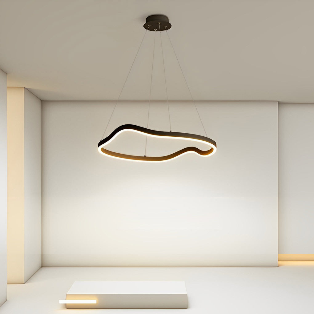 Modern Irregular Ring LED Pendant Light with 3-Step Dimming