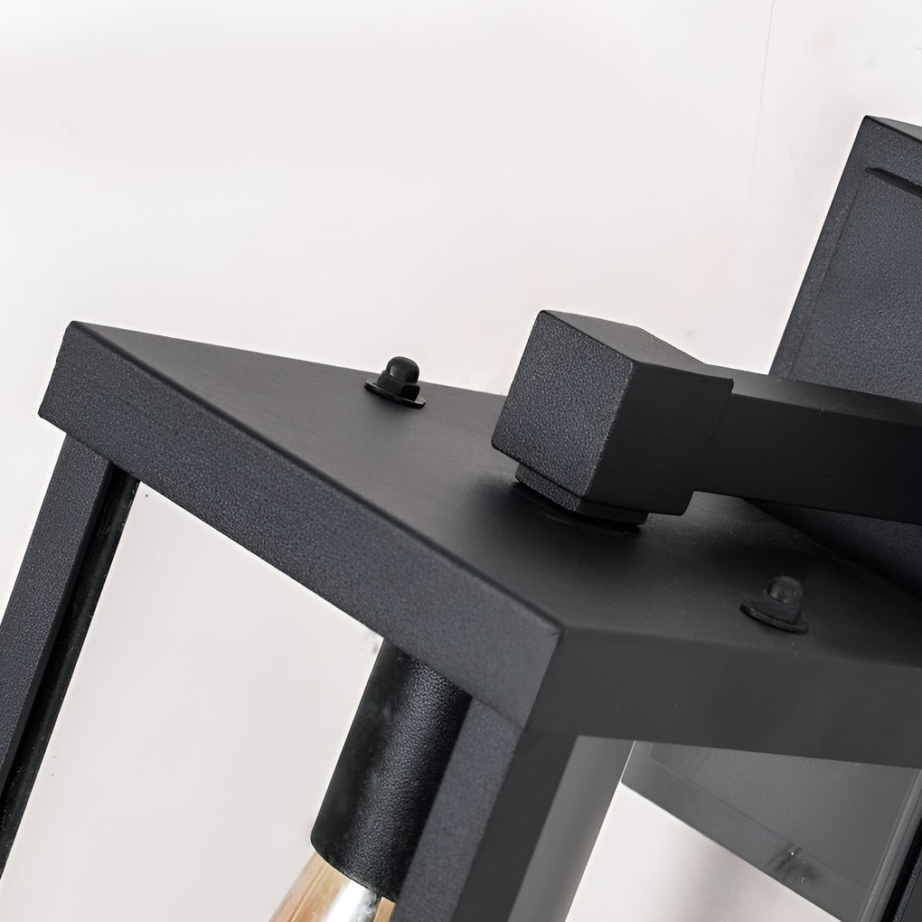 Rectangular Glass Outdoor Wall Lamp - Modern Black Waterproof