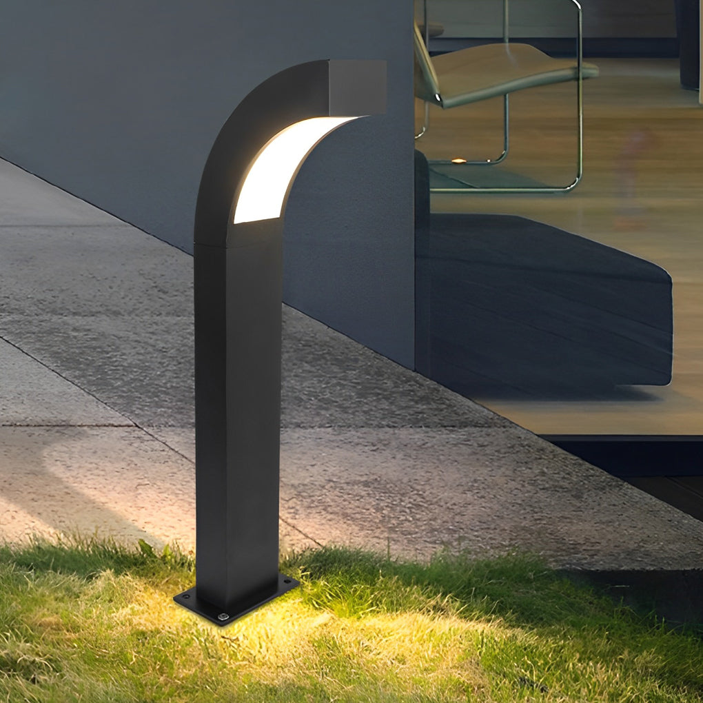 Curved LED Path Light Modern Black Aluminum Outdoor Landscape Lighting