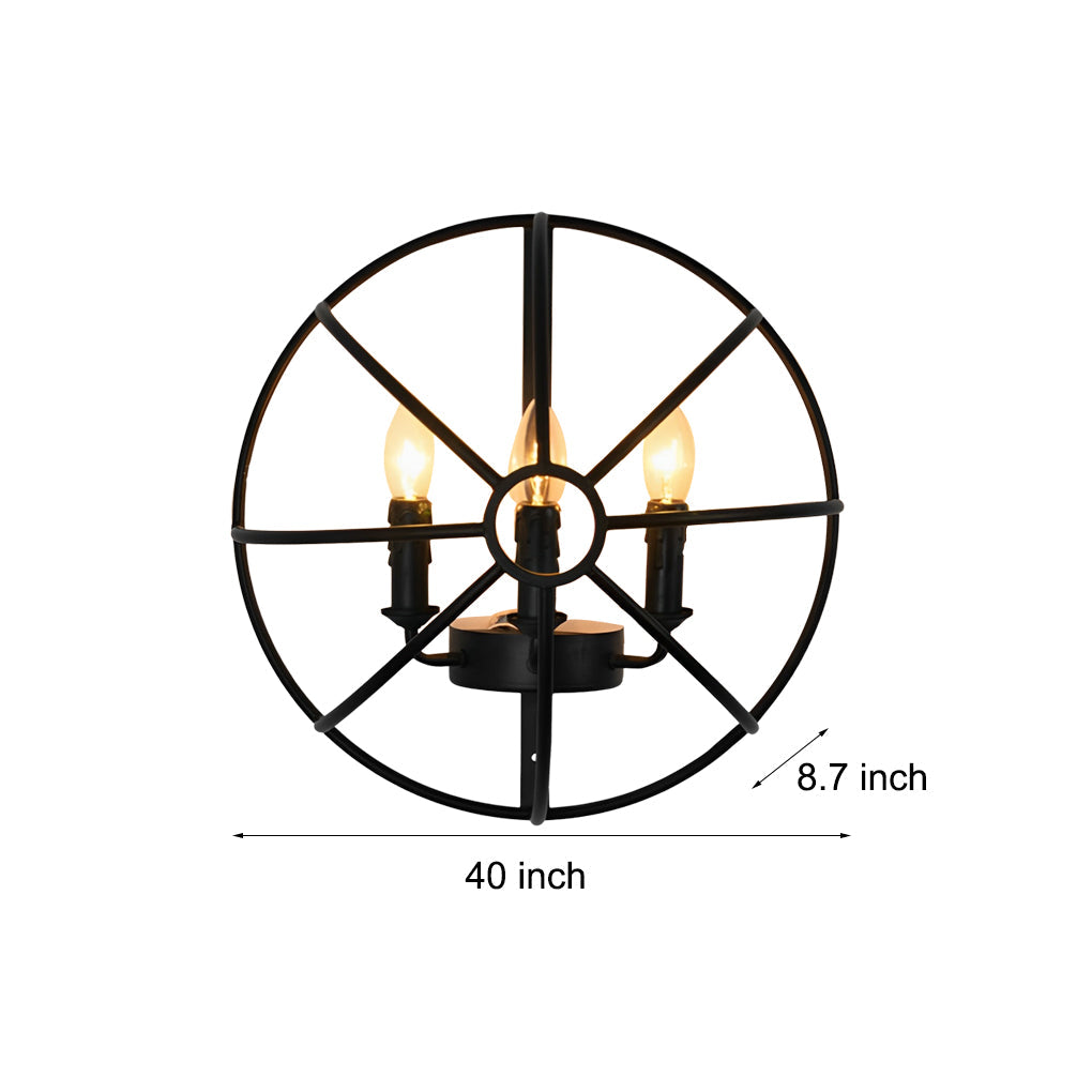 Hemispherical Iron Wall Sconce Black Retro Industrial Light Fixture