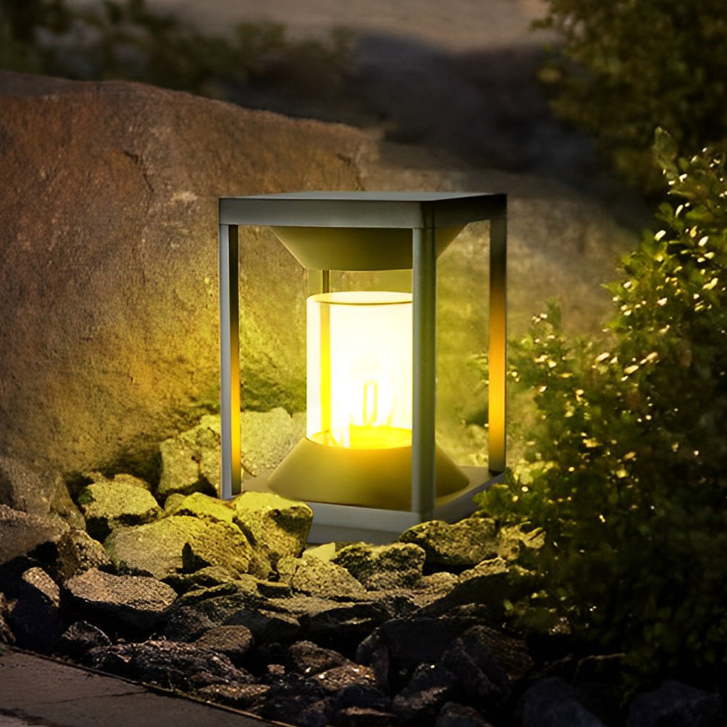 Square Modern Solar LED Fence Post Light - Waterproof Aluminum