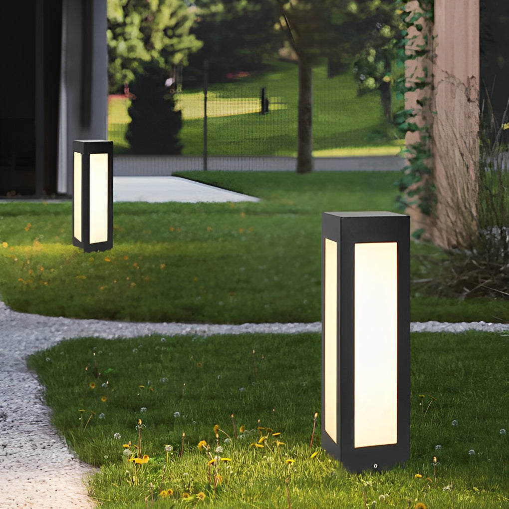 Modern Black Solar Bollard Light - LED Outdoor Pathway Lighting
