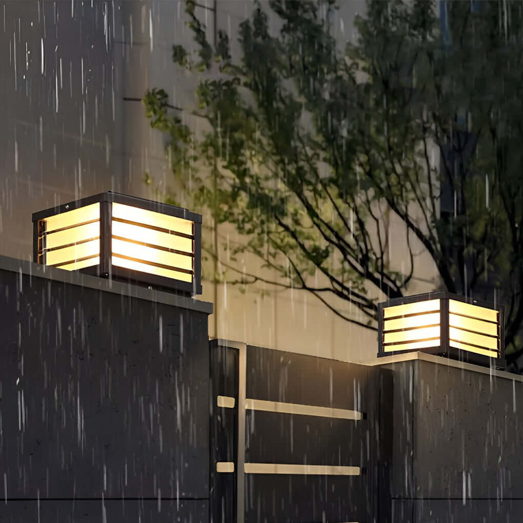 Solar LED Fence Cap Post Light - Modern Outdoor Post Lighting
