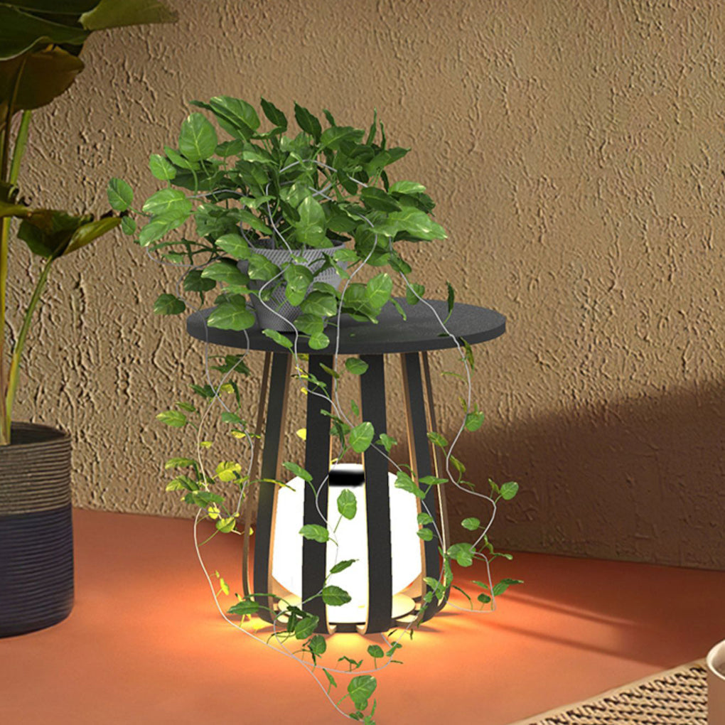 Solar Powered Outdoor Lantern with Table Top - Waterproof IP65 Iron