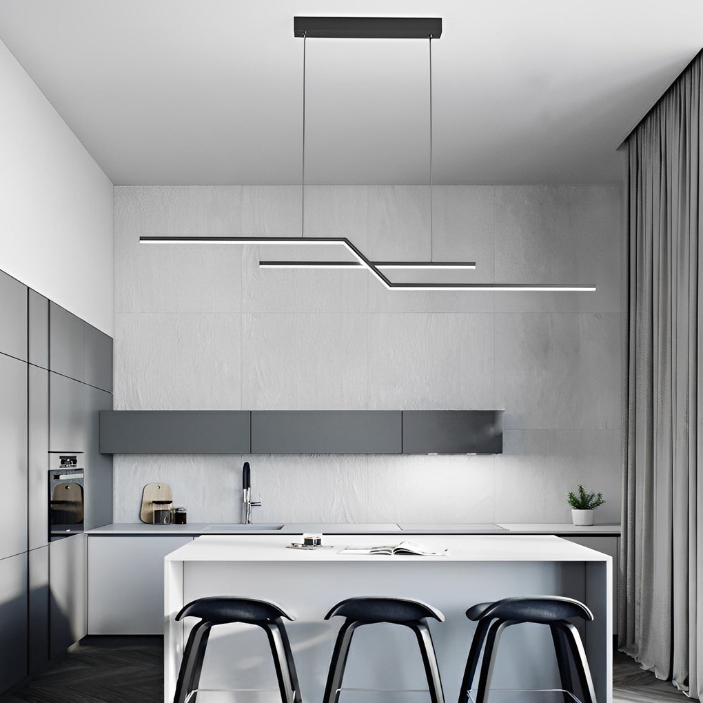 Modern Wave Linear LED Pendant Light with 3-Step Dimming