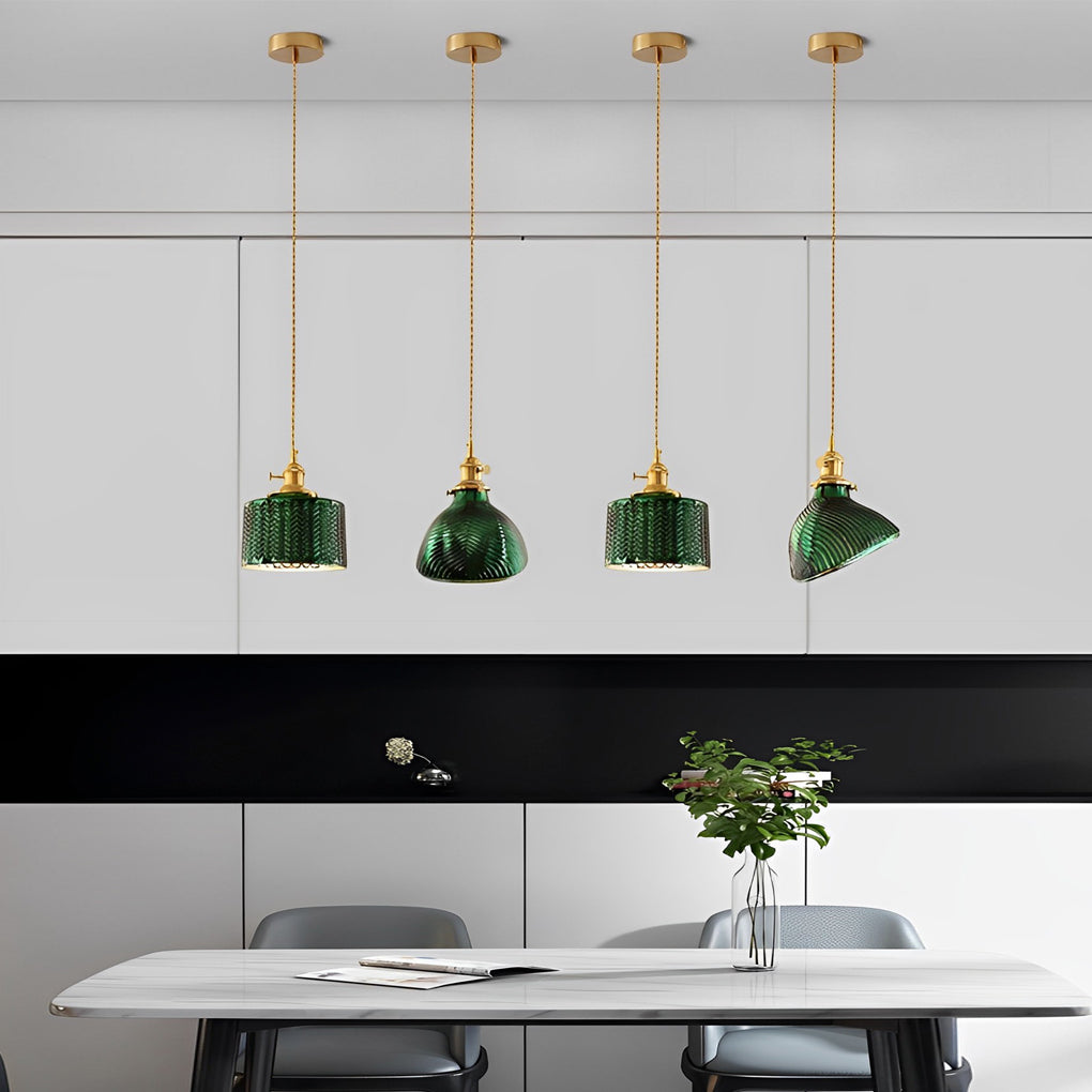 Green Glass Pendant Light with Copper Fittings – Nordic Retro