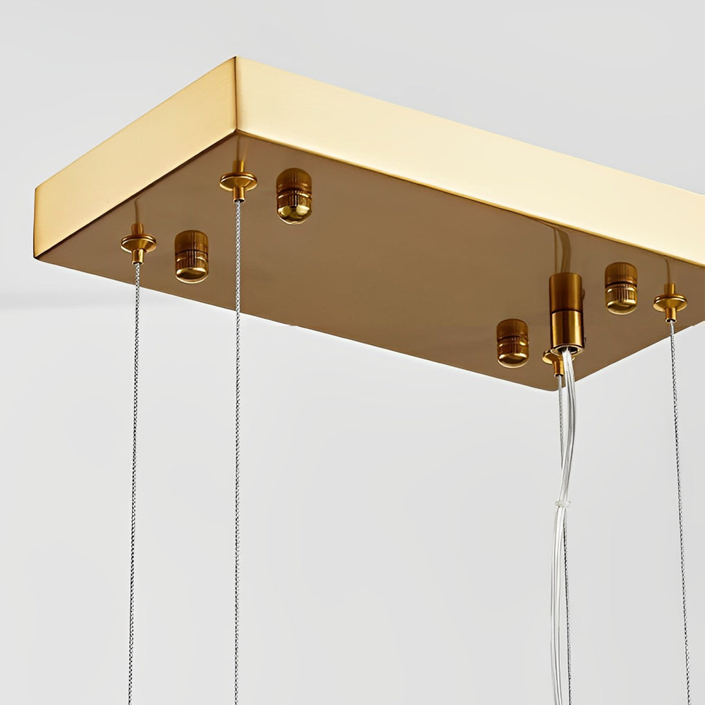 Modern Glass LED Pendant Light - Rectangular Dining Room Chandelier
