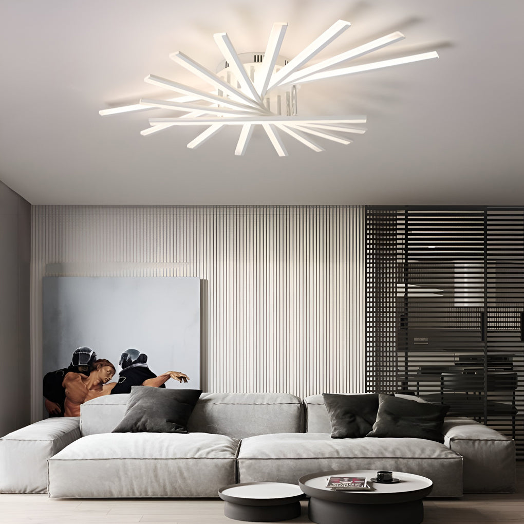 Modern LED Semi Flush Mount Ceiling Light with Stepless Dimming