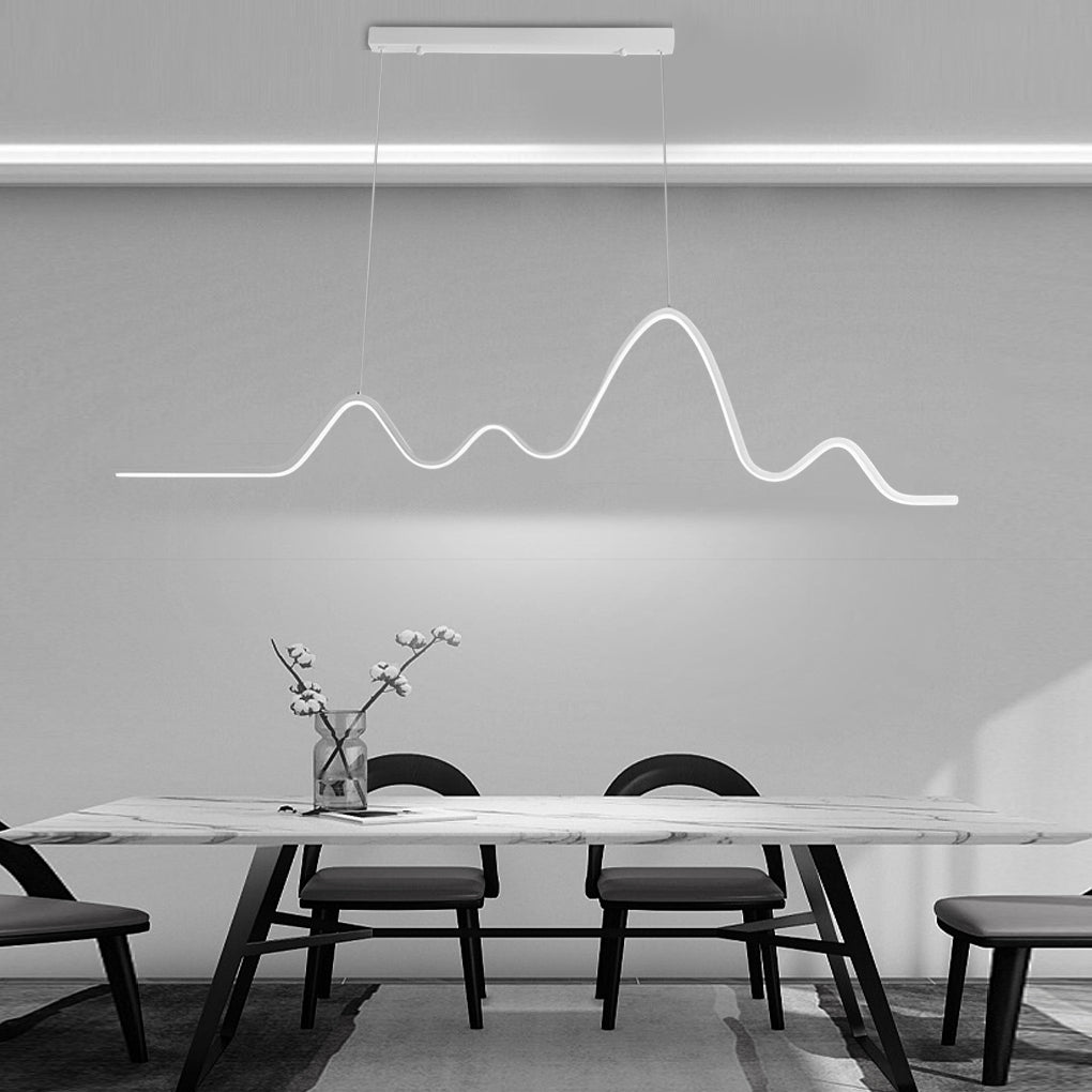 Modern Wave Line LED Pendant Light with Three-Step Dimming