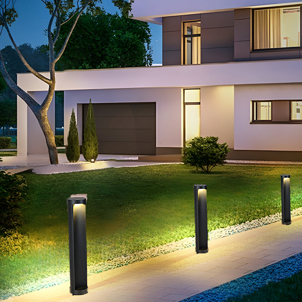 Modern Cylinder Lawn Lamp - LED Solar & Hardwired Outdoor Light