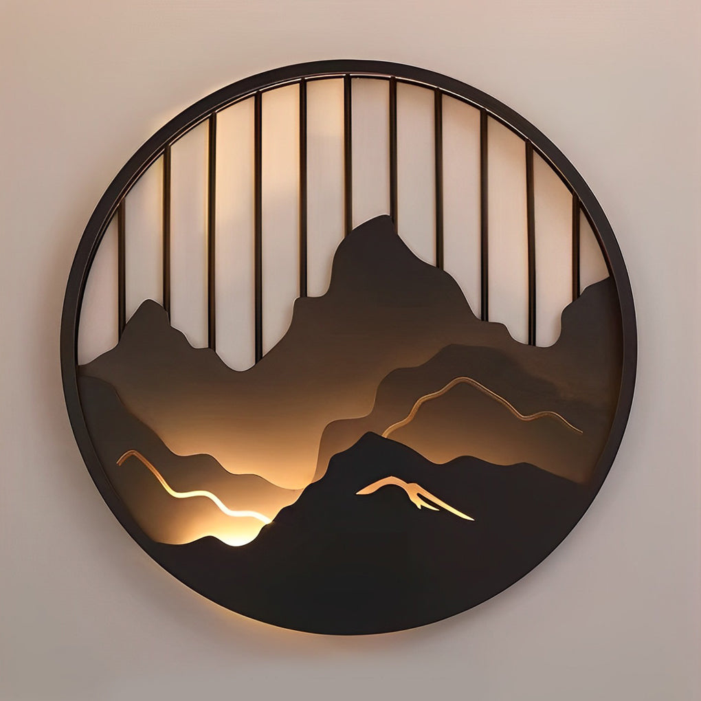 Mountain Scenery LED Outdoor Wall Sconce - Modern Waterproof Iron
