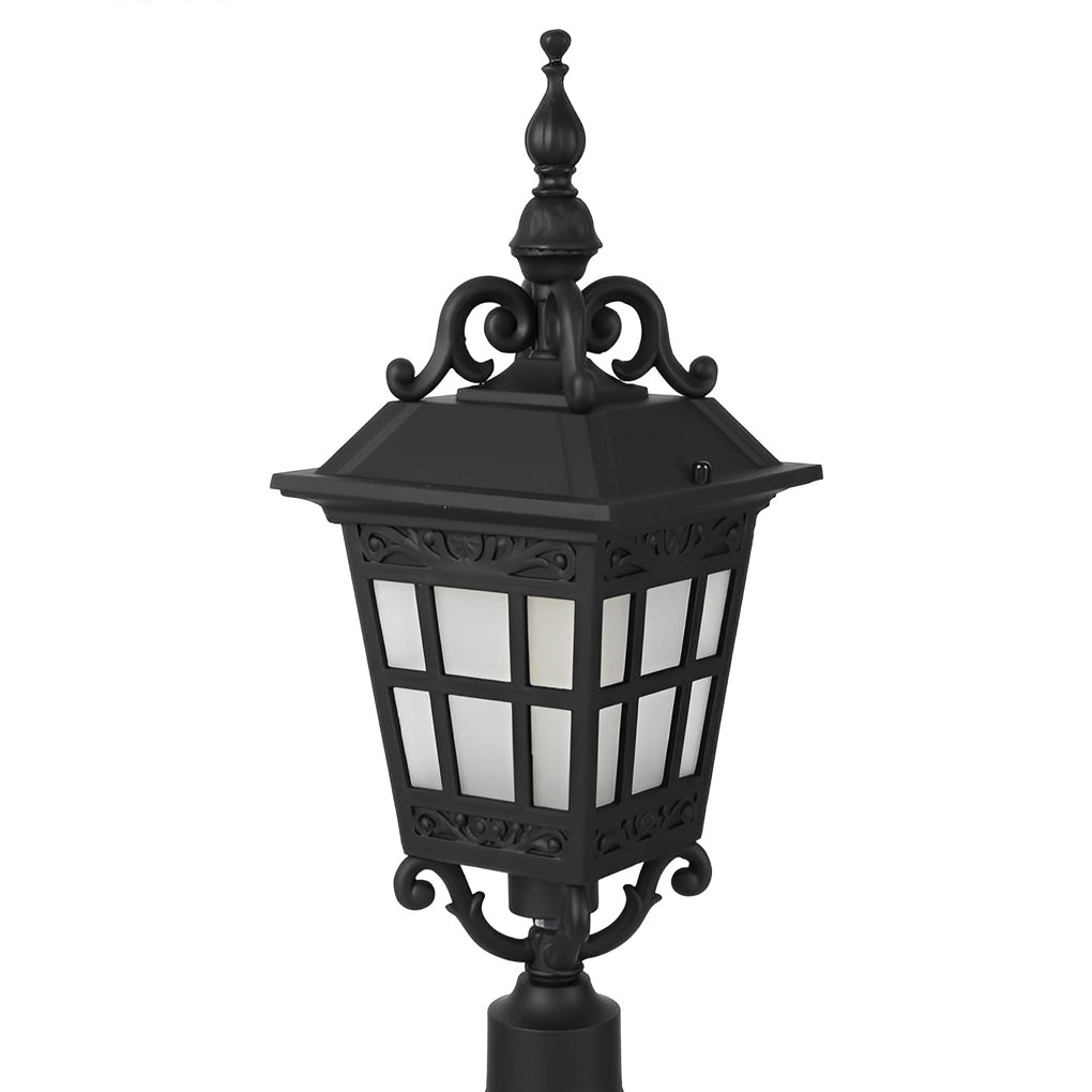 Outdoor Retro Post Lamp - Aluminum & Glass Landscape Light