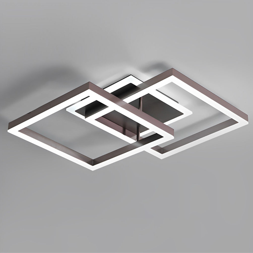 Modern Square Overlapping LED Aluminum Semi-Flush Ceiling Light