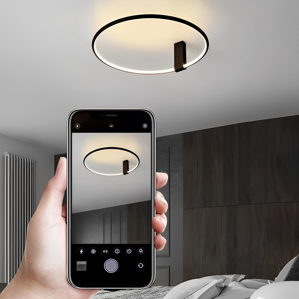 Adjustable Modern Round LED Ceiling Light - 3-Step Dimming Black