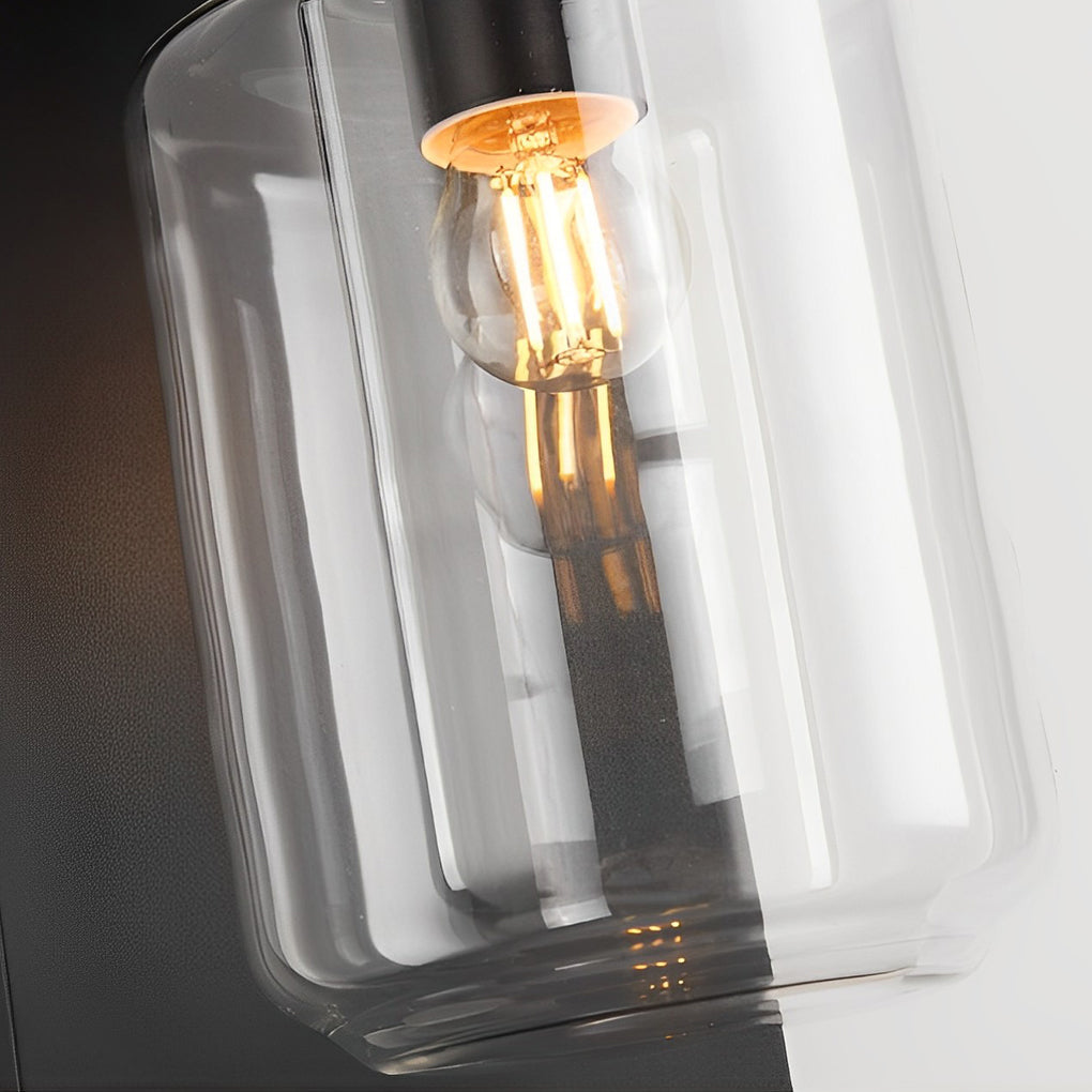 Modern Black Glass Solar LED Outdoor Wall Light with Remote