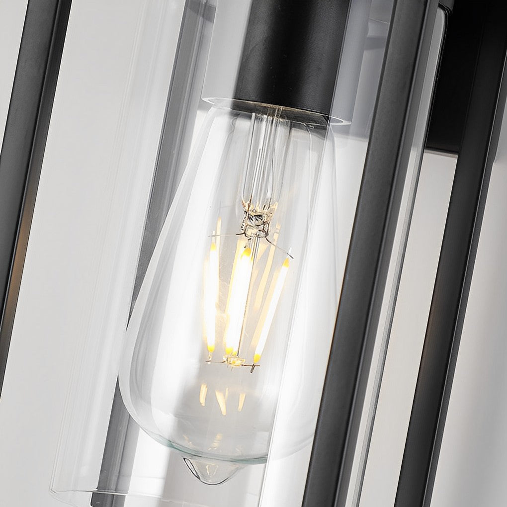 Minimalist Black Iron Glass Wall Sconce - Industrial Style