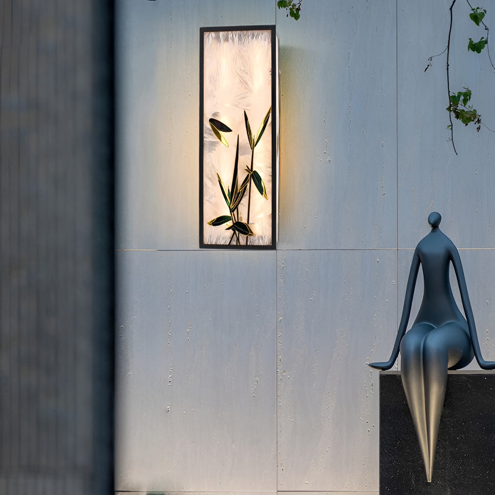 Vintage LED Outdoor Wall Sconce with Floral Acrylic Shade