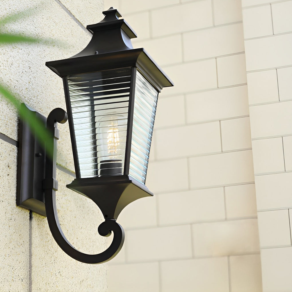 Modern Striped Glass Outdoor Wall Light - Waterproof Aluminum