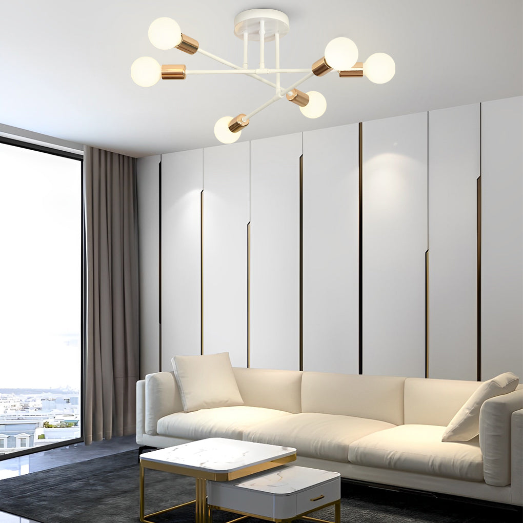 Modern 6-Light Sputnik Flush Mount Ceiling Light - 22'' Dia